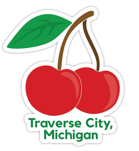 Traverse City Michigan Cherries Souvenir 2 Inch Decal Sticker Etsy