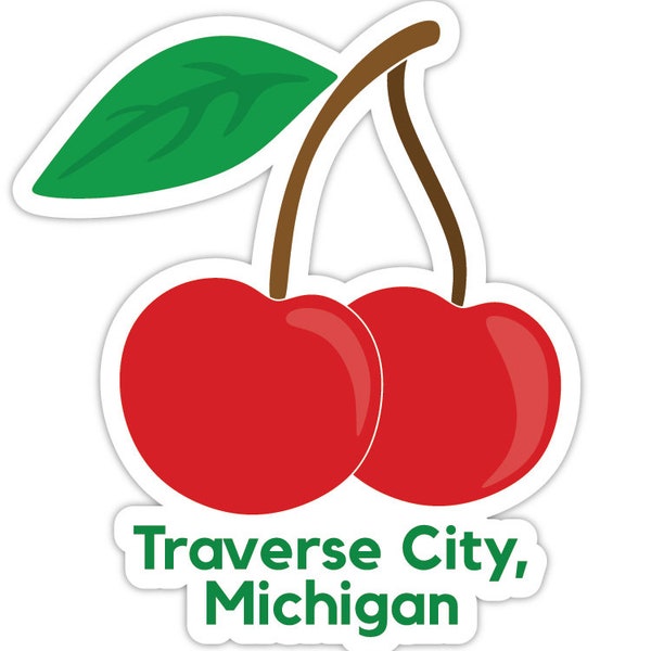Traverse City Michigan Cherries Souvenir 2 inch Decal Sticker