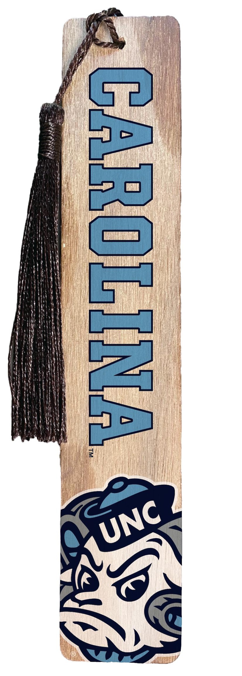 UNC Tar Heels Officially Licensed Wooden Bookmark with Tassel Wood Background