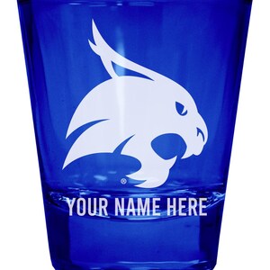 Texas State Bobcats Officially Licensed Personalized Engraved Full Color 2 oz Shot Glass