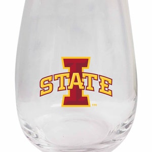Iowa State Cyclones 15 oz Stemless Wine Glass Officially Licensed
