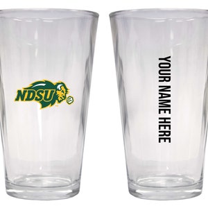 North Dakota State Bison Customizable 16 oz Pint Glass Officially Licensed