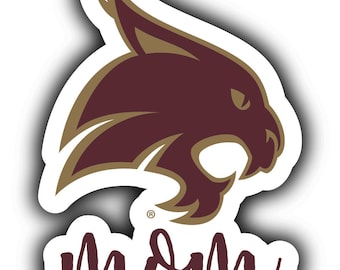 Texas State Bobcats 4-Inch Die Cut Decal - Officially Licensed Proud Dad Vinyl Sticker - Weatherproof For Laptop, Car, Water Bottle, Notebook
