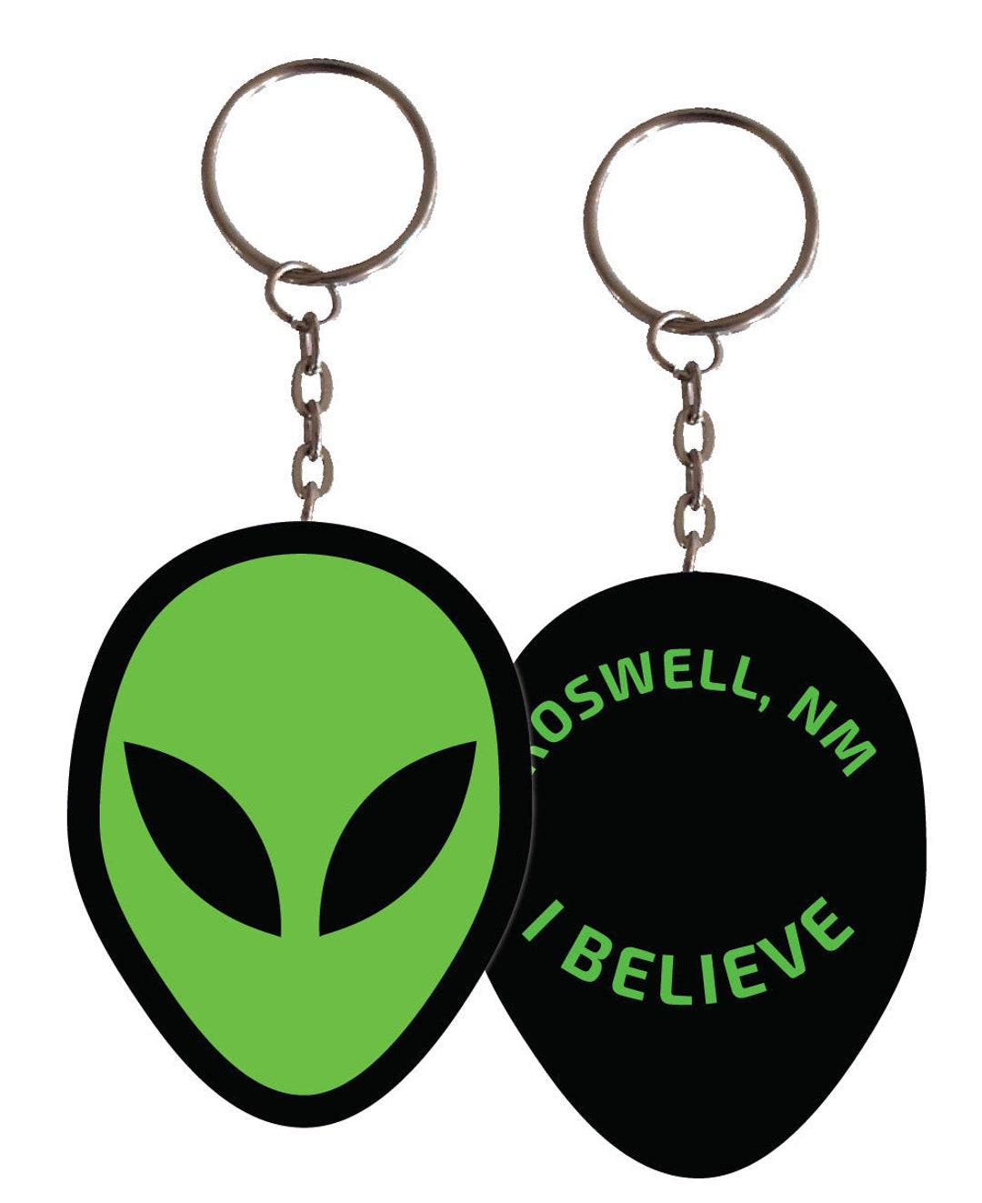 Porte-clés Alien Fusée Spatiale Believe En Métal Argenté - Neuf
