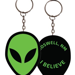 Roswell New Mexico Alien I Believe Metal Keychain