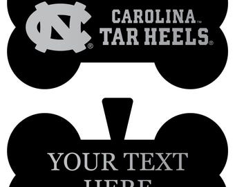 UNC Tar Heels Personalized Matte Black Bone Dog Tag – Engraved Officially Licensed Collegiate Pet ID