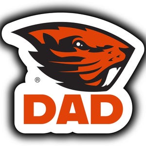 a sticker with the word dad on it