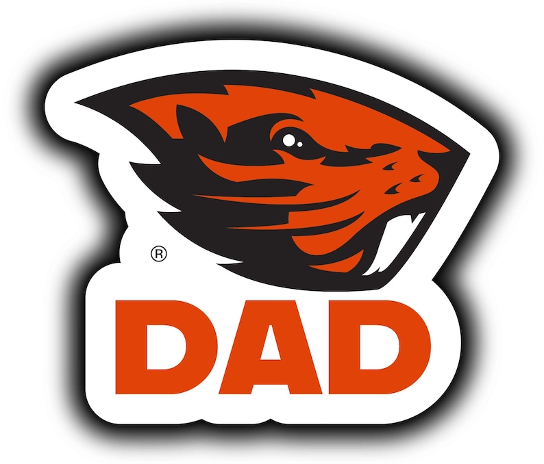 a sticker with the word dad on it