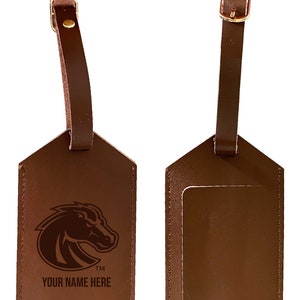Boise State Broncos Engraved Leather Luggage Tag Customizable Officially Licensed