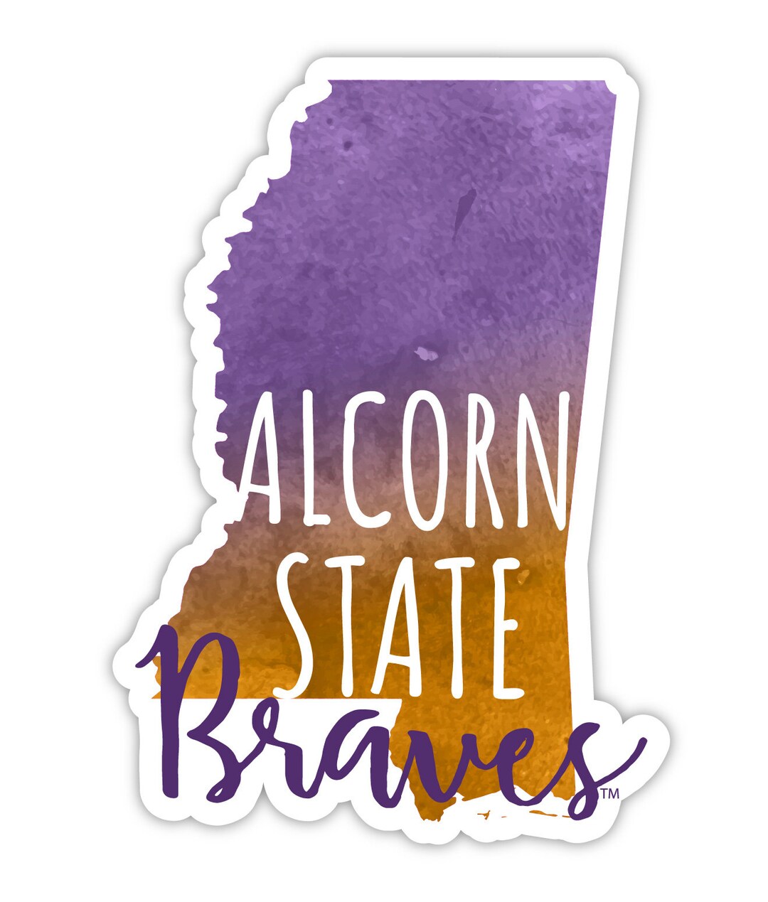 Alcorn State Braves Vinyl Sticker - Watercolor State Design - Etsy