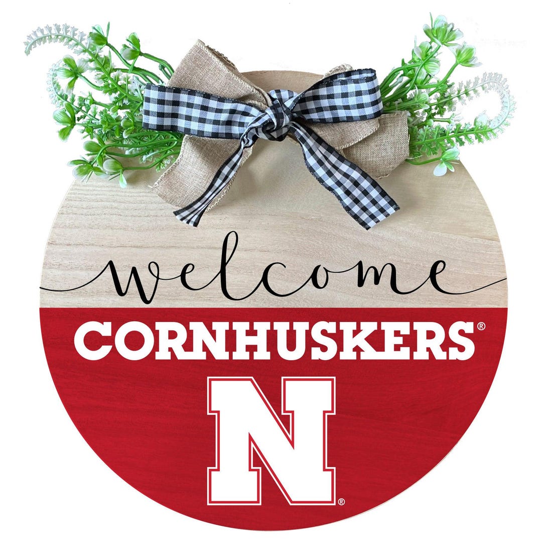 Nebraska Cornhuskers Wooden Wreath Welcome Sign 11.75