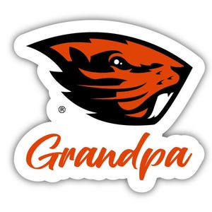 an orange and black sticker with the word grandpa on it