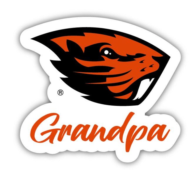 an orange and black sticker with the word grandpa on it