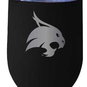 Texas State Bobcats 12 oz Engraved Stainless Steel Insulated Wine Tumbler - Officially Licensed