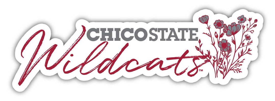 California State University, Chico Script Floral Sticker/magnet ...