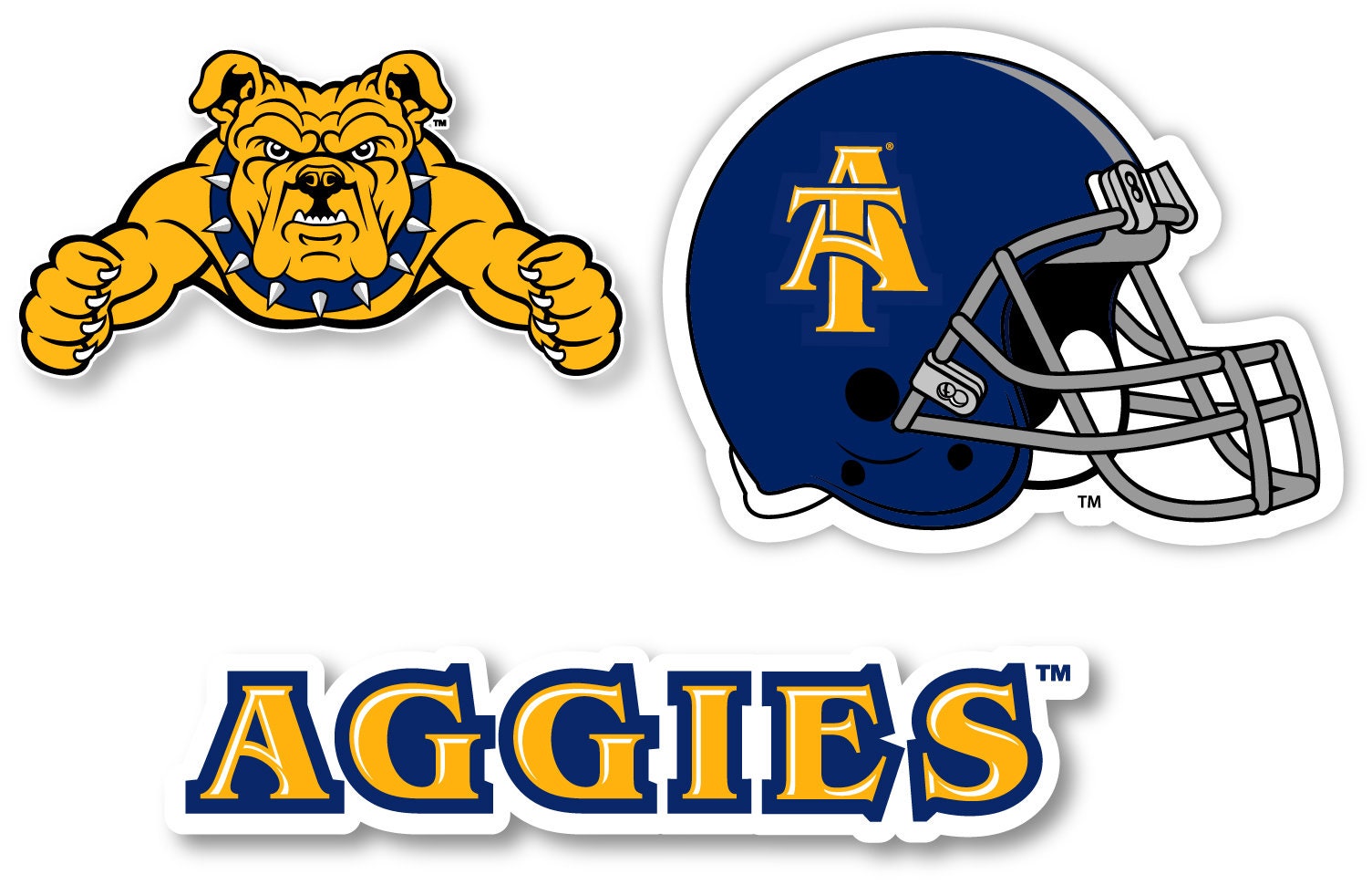 North Carolina A&T State Aggies Vinyl Decal Sticker 3 Pack Etsy