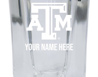 Texas A&M Aggies Etched Square Shot Glass 2 oz Customizable Officially Licensed