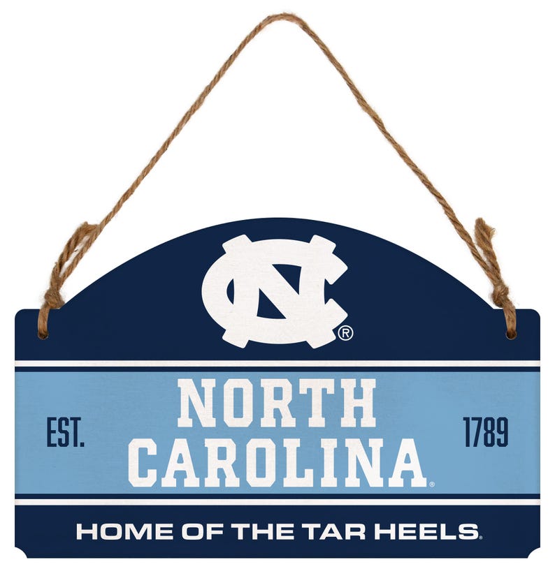 UNC Tar Heels Flat Wood Sign with Hanging String - Officially Licensed Collegiate Product immagine 1
