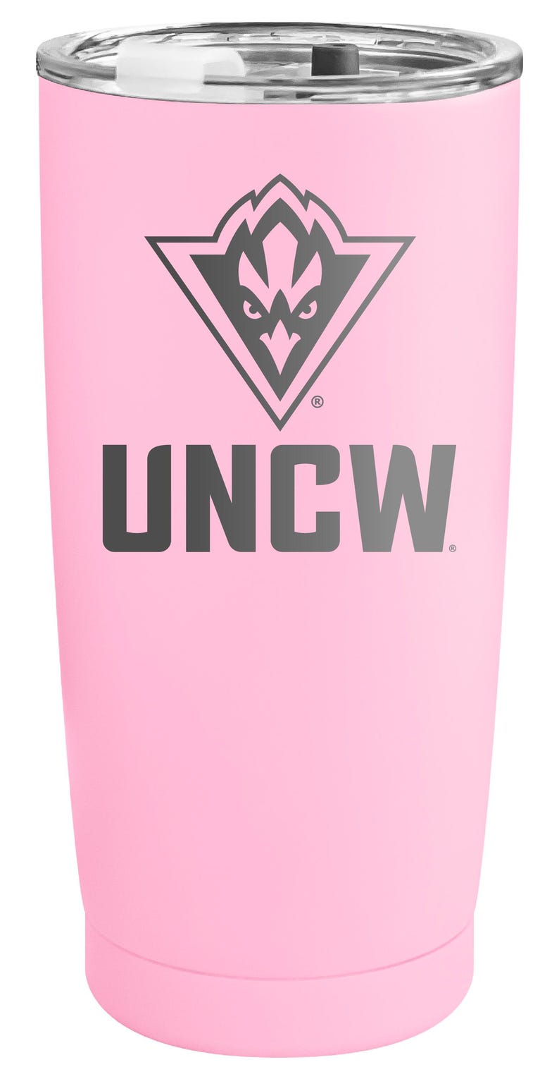 North Carolina Wilmington Seahawks Offic. LIC. 16 oz Engraved Stainless Steel Tumbler Pink