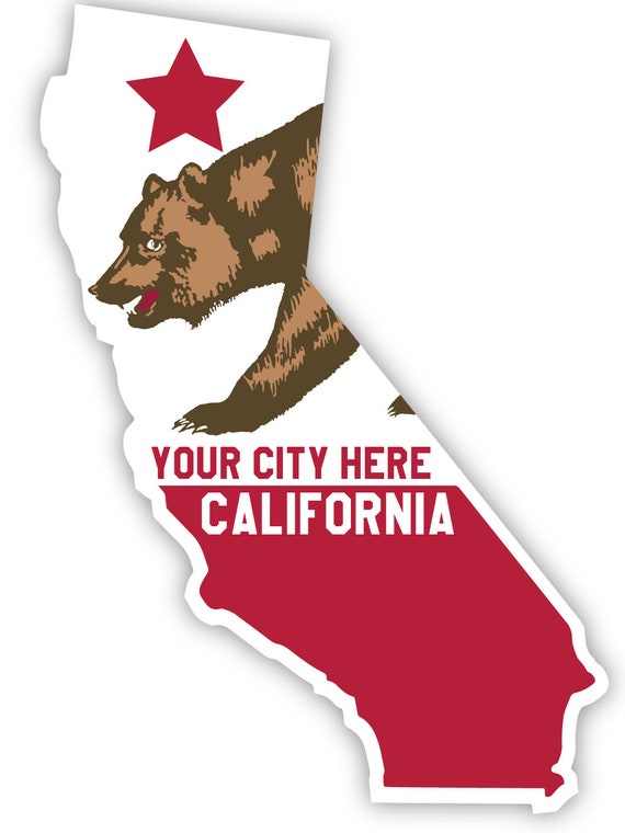 Personalized Custom California Flag State Shape Souvenir 4 Vinyl Decal Die  Cut Sticker 
