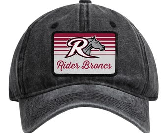 Rider University Broncs Officially Licensed Unisex Dad Hat with Rectangle or Round Cloth Patch