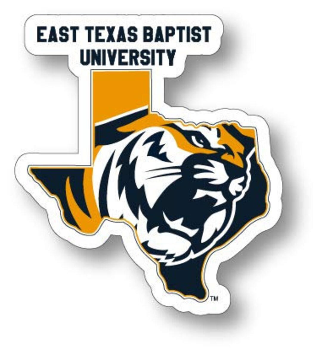 East Texas Baptist University 4 Inch State Shape Vinyl Decal Sticker