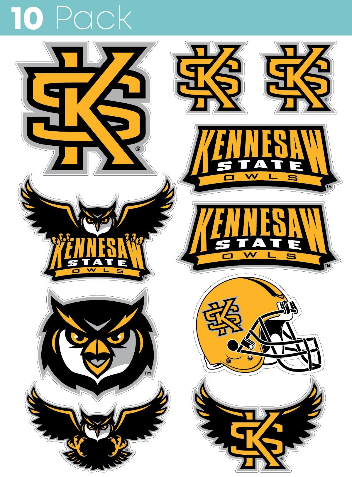 Kennesaw State University 10 Pack Collegiate Vinyl Decal Sticker Etsy