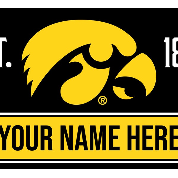 Personalized Customizable Iowa Hawkeyes Wood Sign with Frame Custom Name