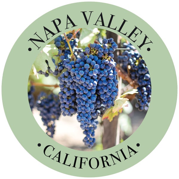 Napa Valley California Souvenir Wine Country Sonoma Grapes 4" Round Decal Sticker