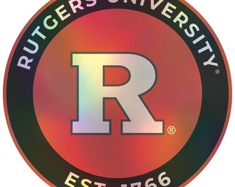 Pegatina holográfica de vinilo de los Rutgers Scarlet Knights con licencia oficial.