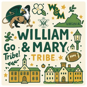 William and Mary Medley Design Decorative Magnet or Sticker – Officially Licensed