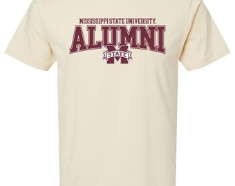 Mississippi State Bulldogs Officially Licensed Unisex Cotton T-Shirt – Large Front Alumni Design