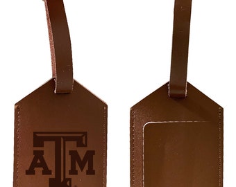 Texas A&M Aggies Engraved Leather Luggage Tag Customizable Officially Licensed