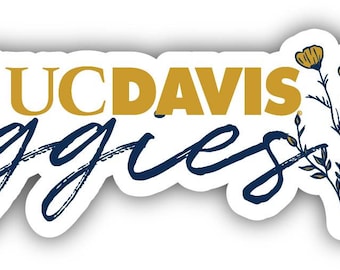 UC Davis Aggies Script Floral Sticker/Magnet - Officially Licensed School Pride Decor