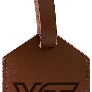 Virginia Tech Hokies Offic. LIC. Engraved Leather Luggage Tag (Multiple Designs)