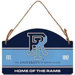 Rhode Island University Flat Wood Sign with Hanging String - Officially Licensed Collegiate Product