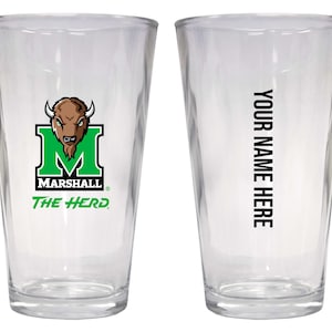 Marshall Thundering Herd Customizable 16 oz Pint Glass Officially Licensed