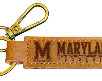Maryland Terrapins Leather Keychain 3.25" Long