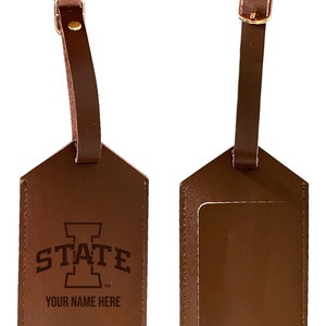 Iowa State Cyclones Engraved Leather Luggage Tag Customizable Officially Licensed