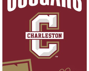 Cougars of Charleston Officially Licensed College Poster – Gradient or Halftone Design, Multiple Sizes