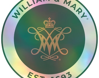Pegatina de vinilo holográfica de William and Mary con licencia oficial.