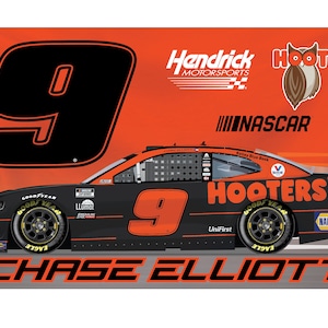 Chase Elliott #9 Hooters Throwback 3x5 One Sided Car Flag Officially Licensed