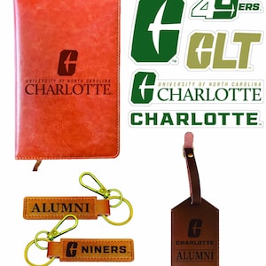 North Carolina Charlotte Forty-Niners Graduation Gift Set – Journal, Alumni Keychain, Luggage Tag, 5-Pack Stickers image 1