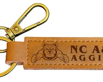 North Carolina A&T State Aggies Leather Keychain 3.25" Long