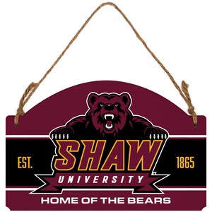 Shaw University Bears Flat Wood Sign with Hanging String - Officially Licensed Collegiate Product