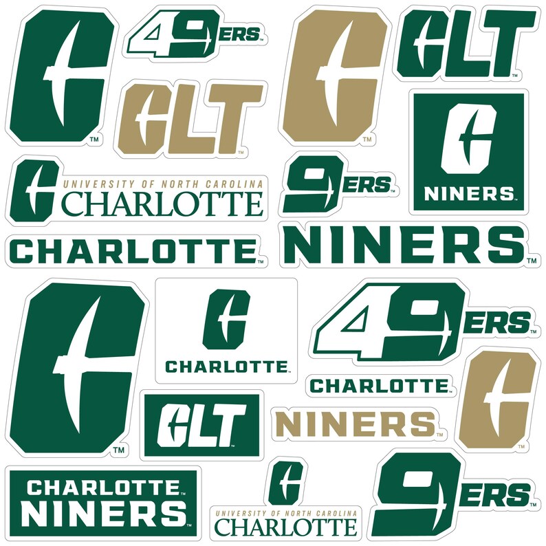 North Carolina Charlotte Forty-Niners Officially Licensed College Sticker Multipack - School Spirit Decal Set 20-Pack