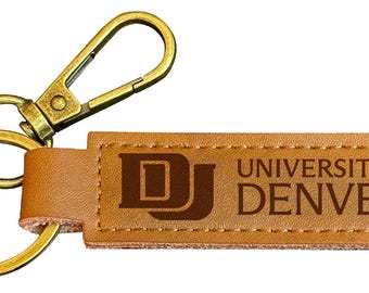 University of Denver Pioneers Leather Keychain 3.25" Long
