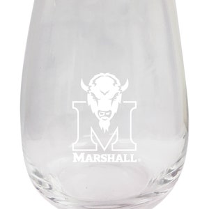 Marshall Thundering Herd 15oz Engraved Stemless Wine Glass Officially Licensed