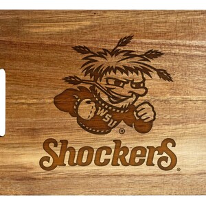 Wichita State Shockers Engraved Wooden Cutting Board 10&quot; x 14&quot; Acacia Wood Officially Licensed