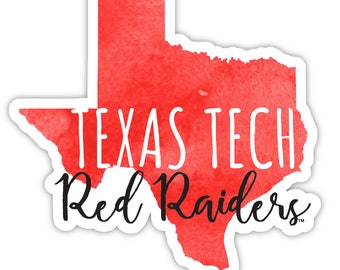 Texas Tech Red Raiders Vinyl Sticker - Watercolor State Design